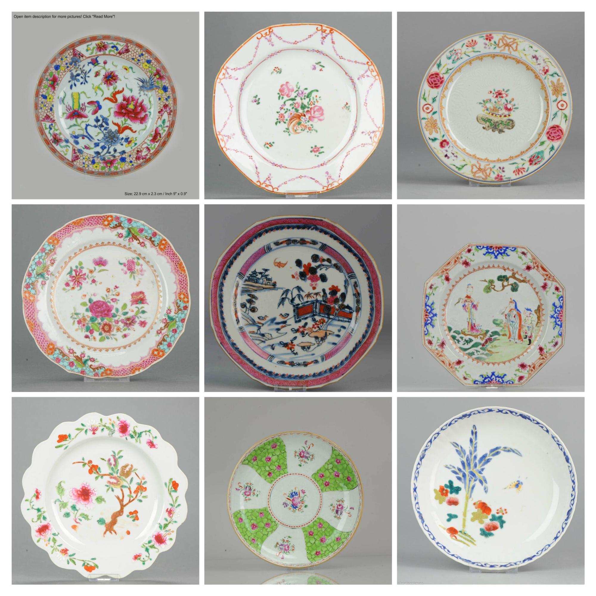 Set of Chinese Famille Rose Plates for Wall decoration Porcelain, China For Sale