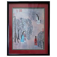 Set chinesischer figurativer Aquarell-Landschaften aus der Mitte des Jahrhunderts
