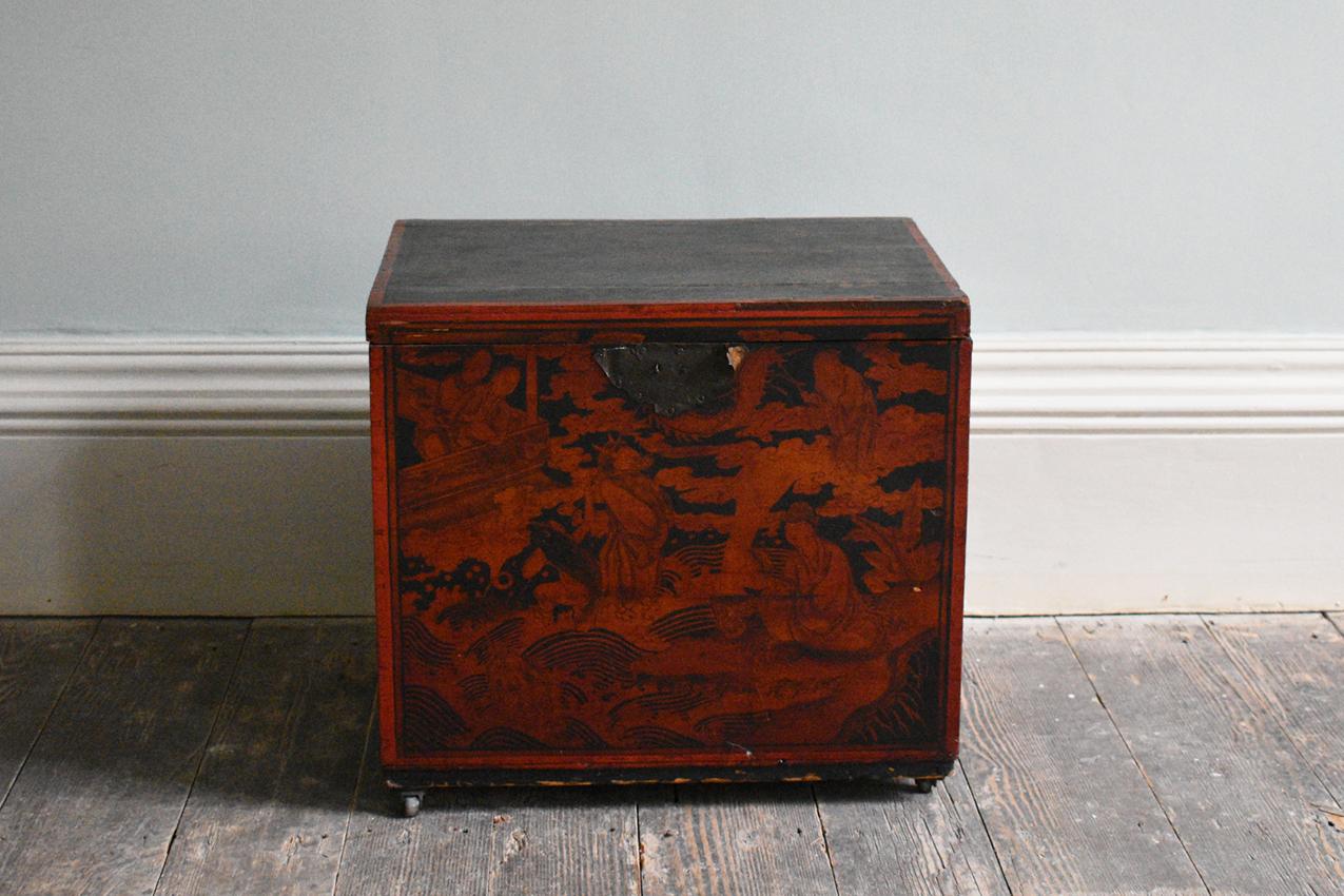 Painted Set of Chinese Red & Black Boxes, 20th Century  For Sale