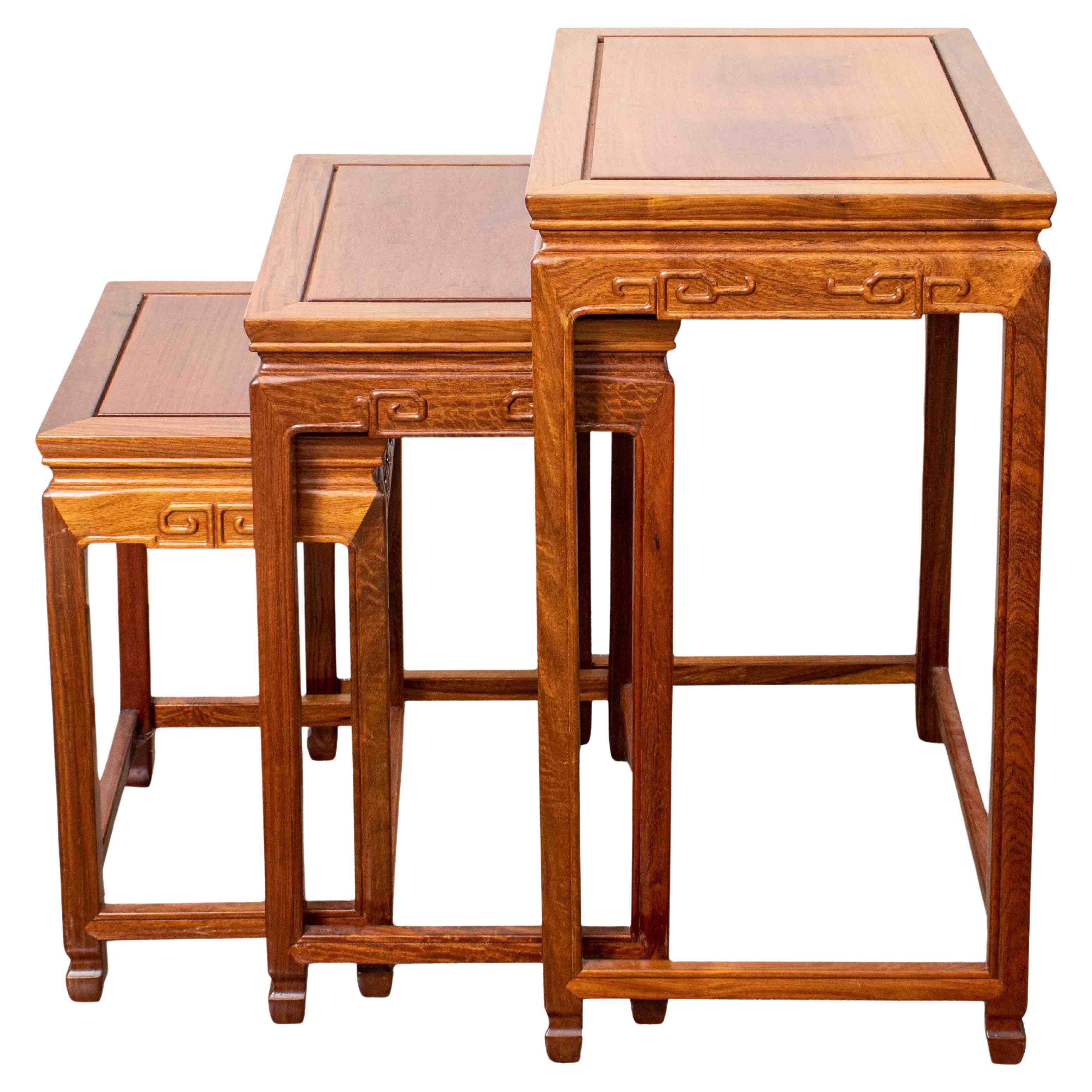 Set of Chinese Wood Nesting Tables, 3
