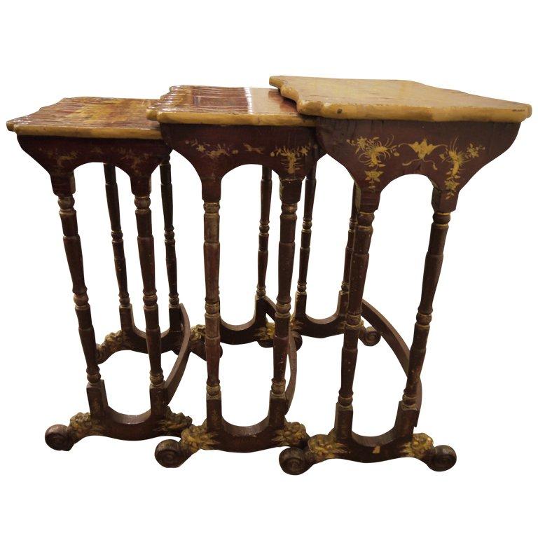 Set of Chinoiserie Nesting Tables For Sale