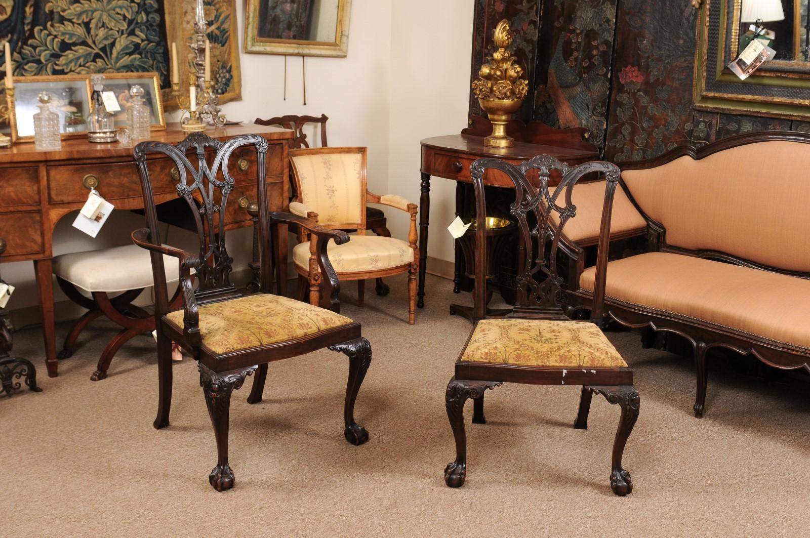 Set of Chippendale Style Mahogany Dining Chairs, England, circa 1870 4