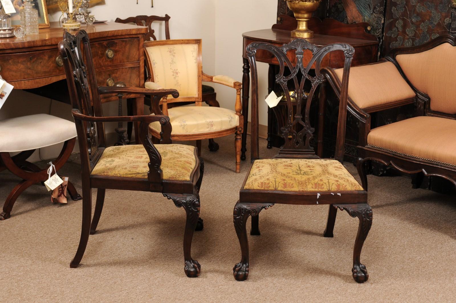 Set of Chippendale Style Mahogany Dining Chairs, England, circa 1870 5