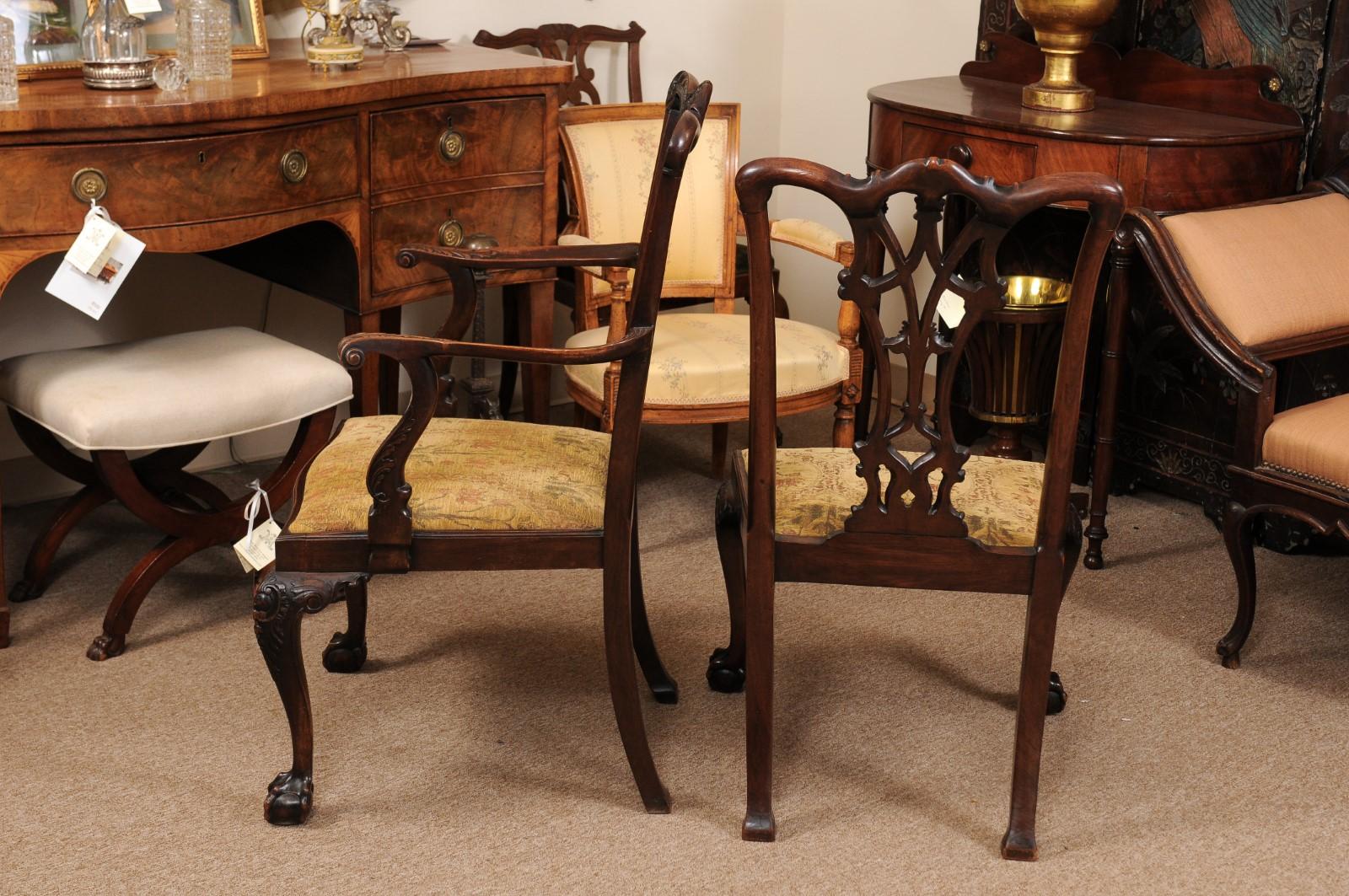 English Set of Chippendale Style Mahogany Dining Chairs, England, circa 1870
