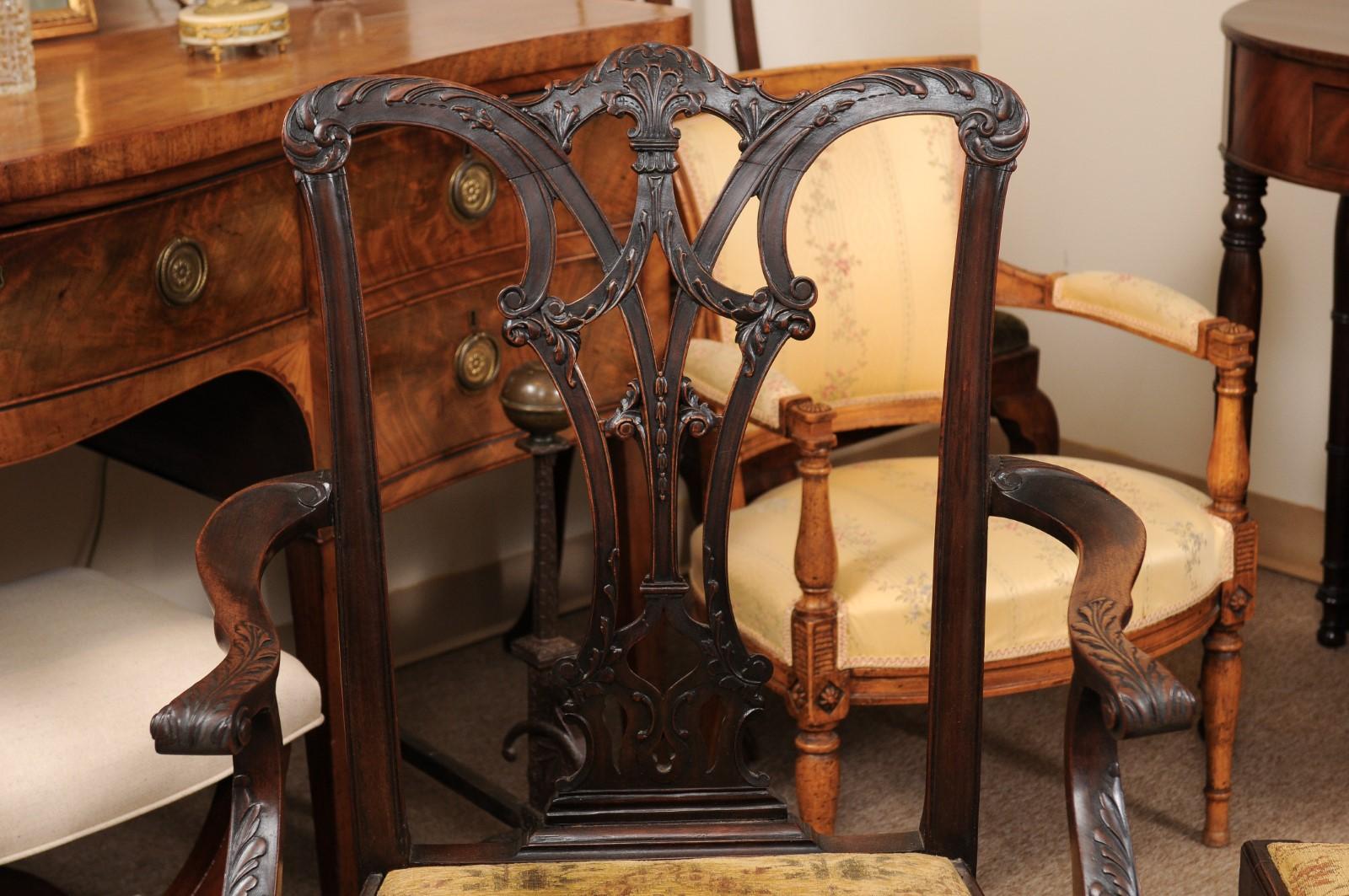 Set of Chippendale Style Mahogany Dining Chairs, England, circa 1870 1