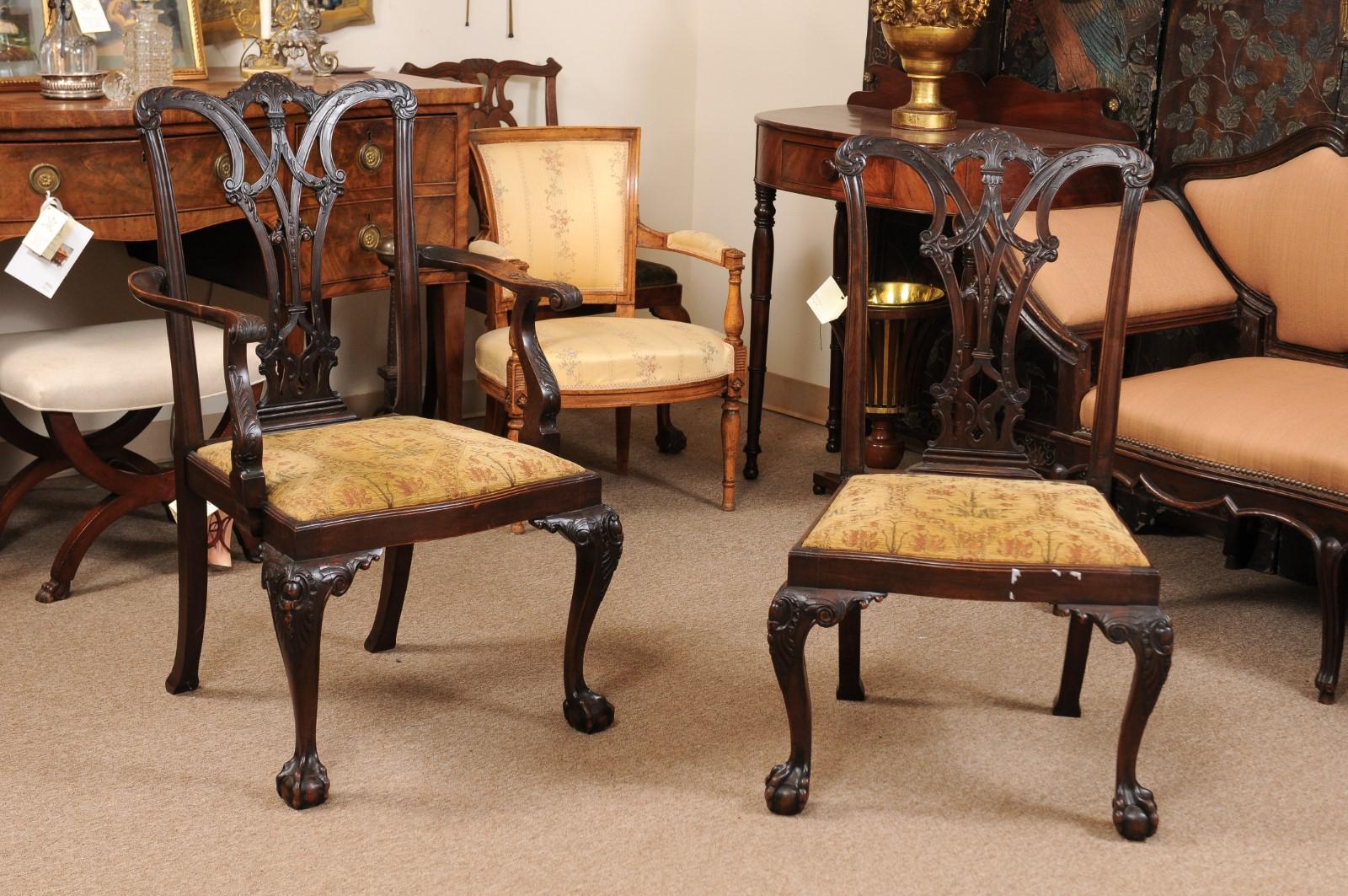 Set of Chippendale Style Mahogany Dining Chairs, England, circa 1870 3