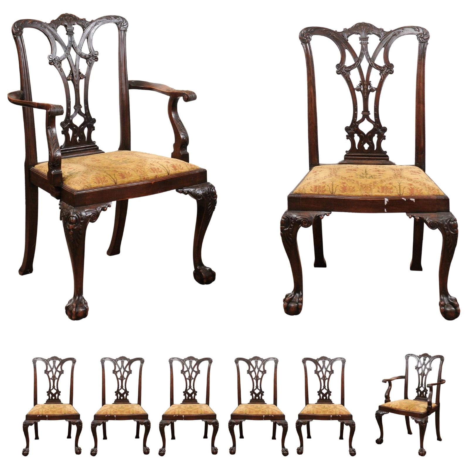 Set of Chippendale Style Mahogany Dining Chairs, England, circa 1870