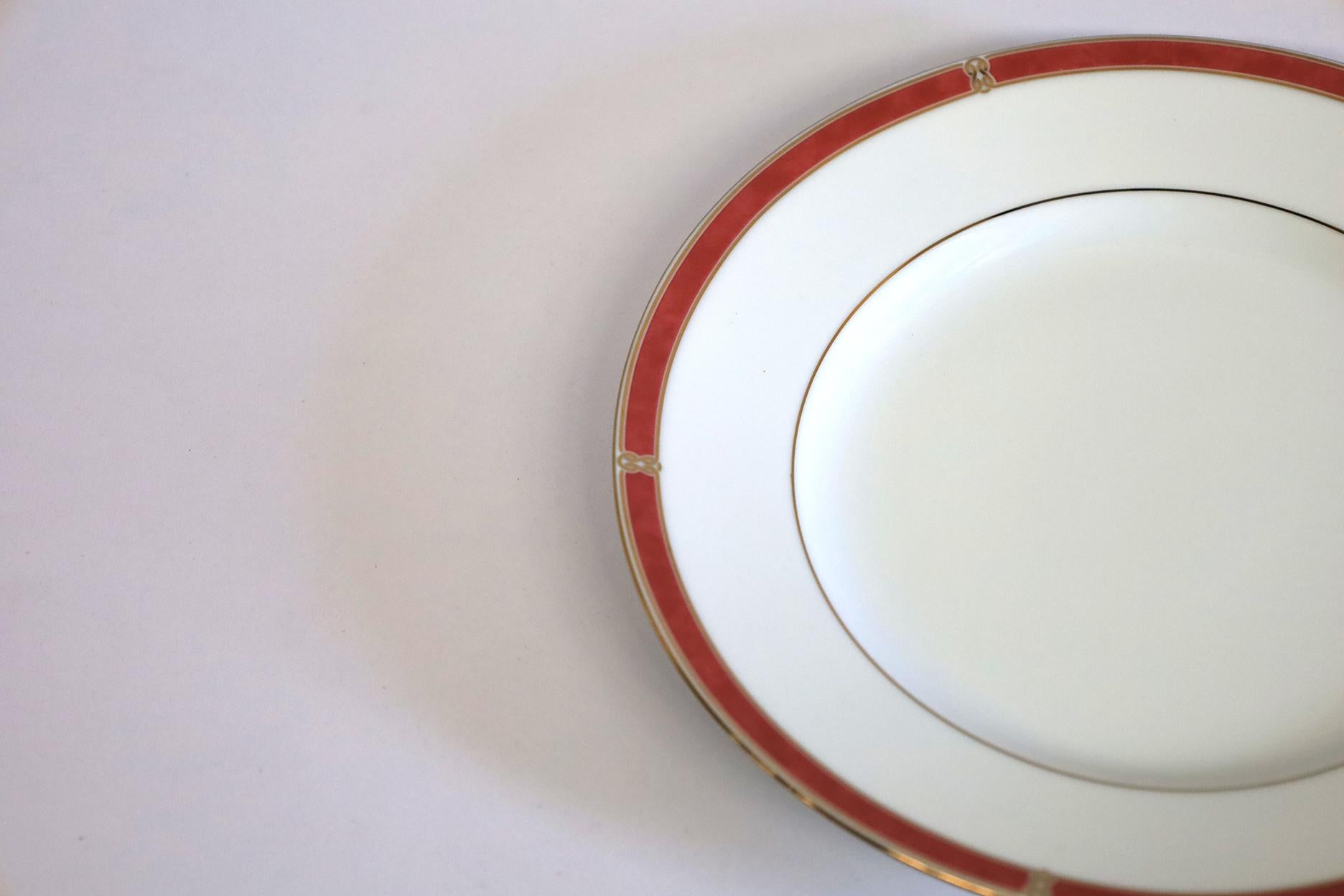 Français Ensemble de soupe, assiette à dîner et assiette à pain Christofle Oceana Rouge en vente