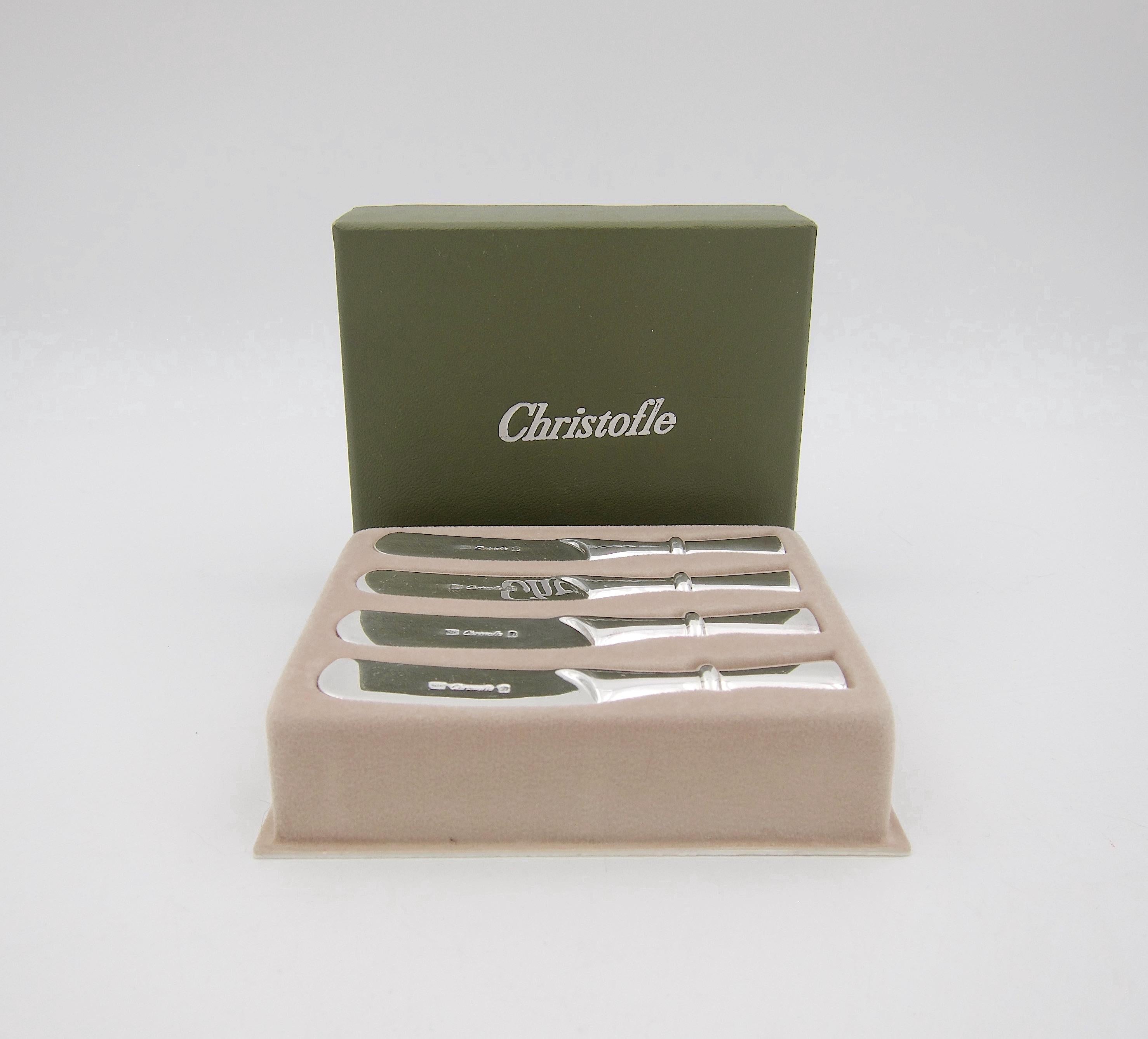 Modern Set of Christofle Silver-Plated Butter Spreader Knives