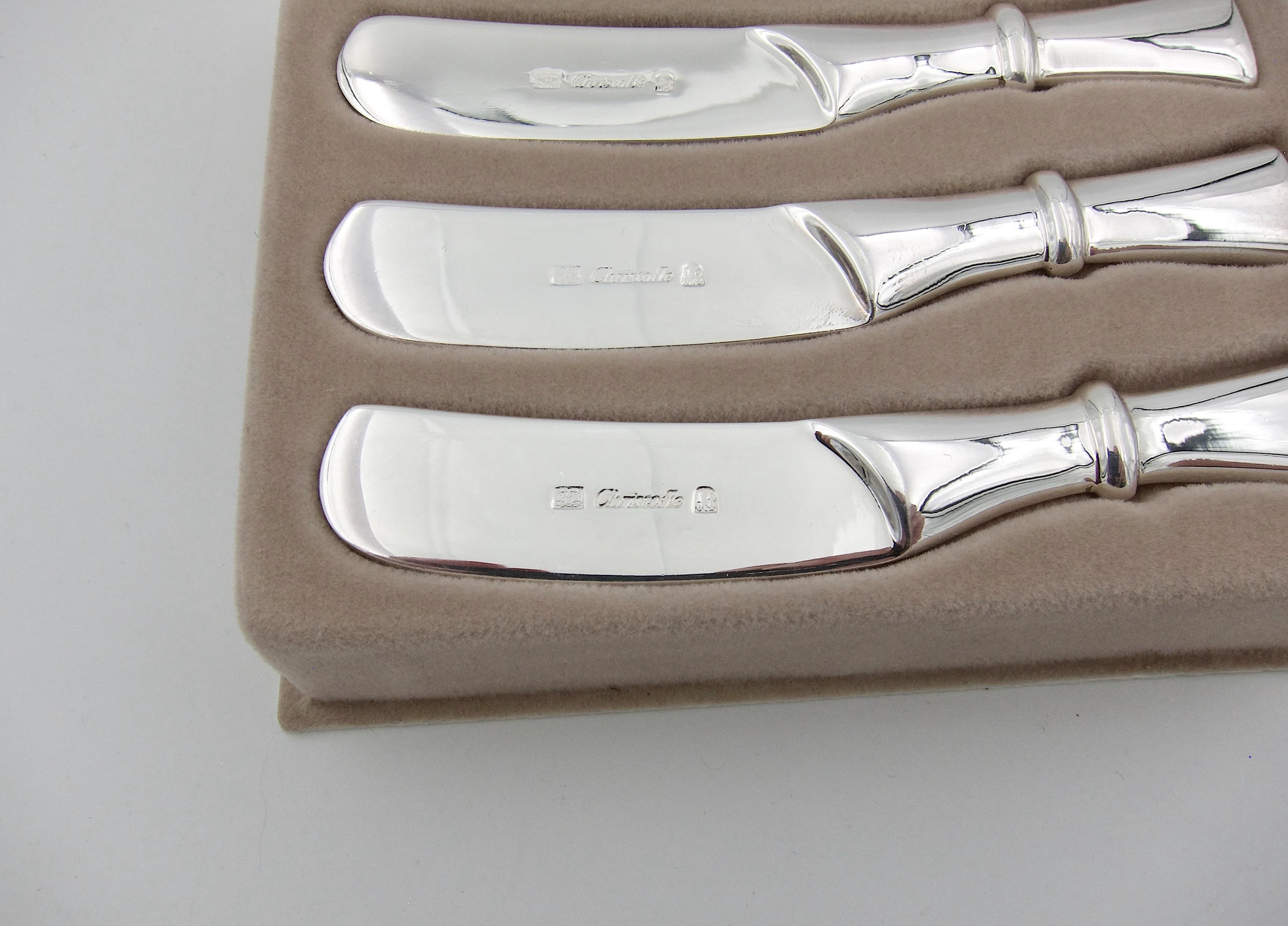 20th Century Set of Christofle Silver-Plated Butter Spreader Knives