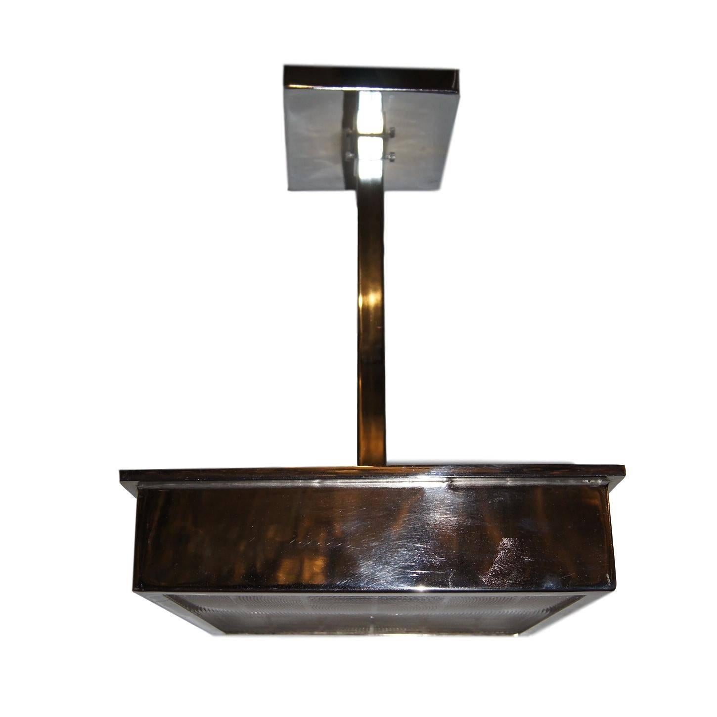French A Glass Square Pendant Light Fixture For Sale