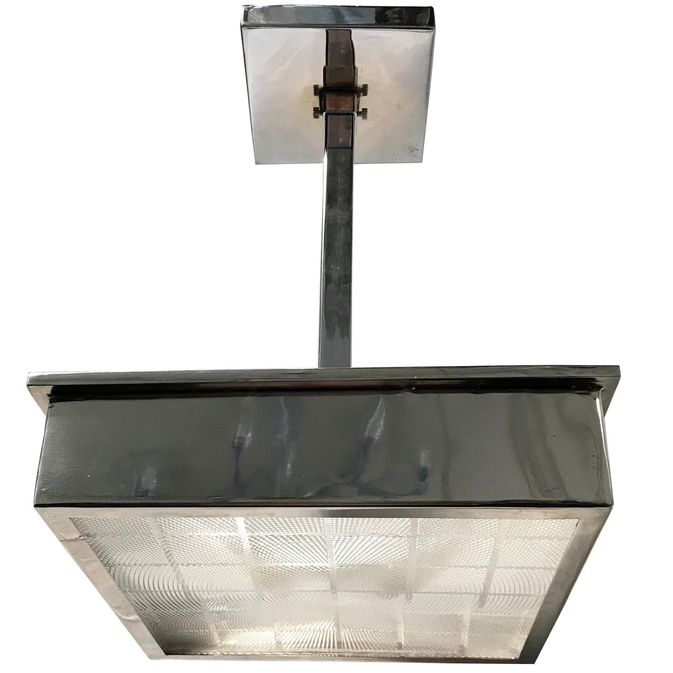 A Glass Square Pendant Light Fixture For Sale