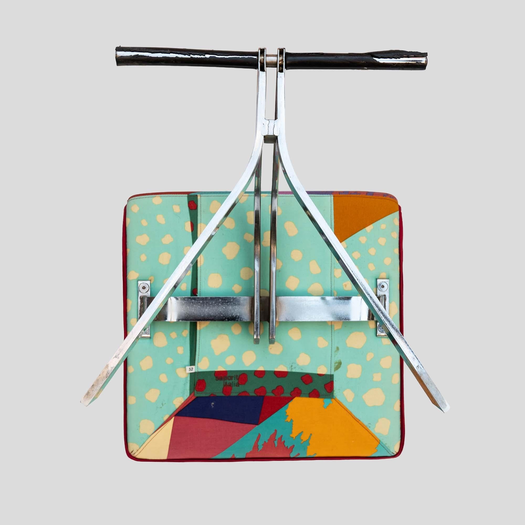 Set di sedie da pranzo in tessuto Missoni con struttura in metallo cromato di Saporiti Italia in vendita 4