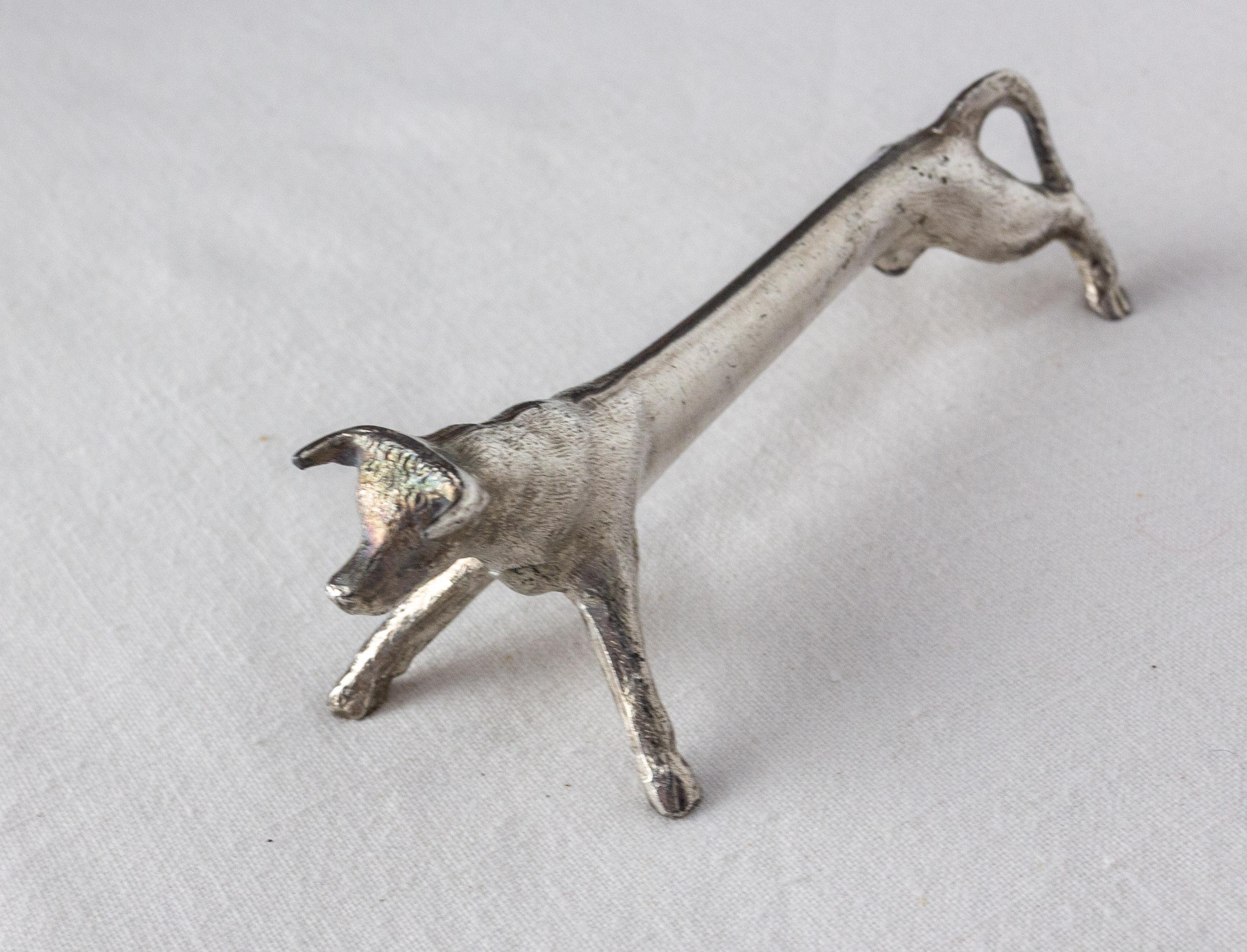 French Set of Chrome Six Knife Holder, in the Shape of Animals, c. 1890 For Sale