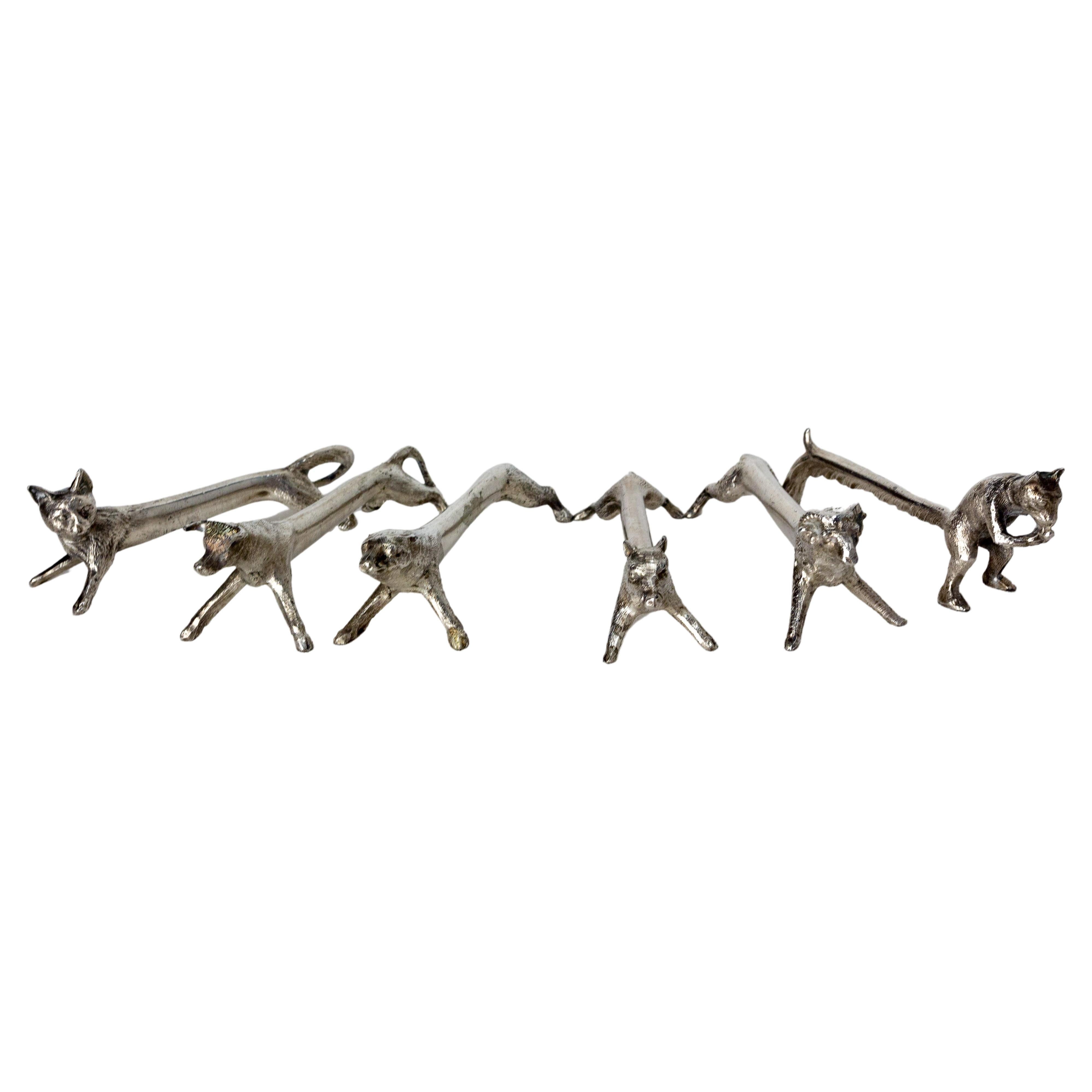 Set of Chrome Six Knife Holder, in the Shape of Animals, c. 1890 For Sale