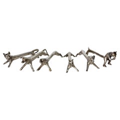 Set of Chrome Six Knife Holder, in the Shape of Animals, c. 1890