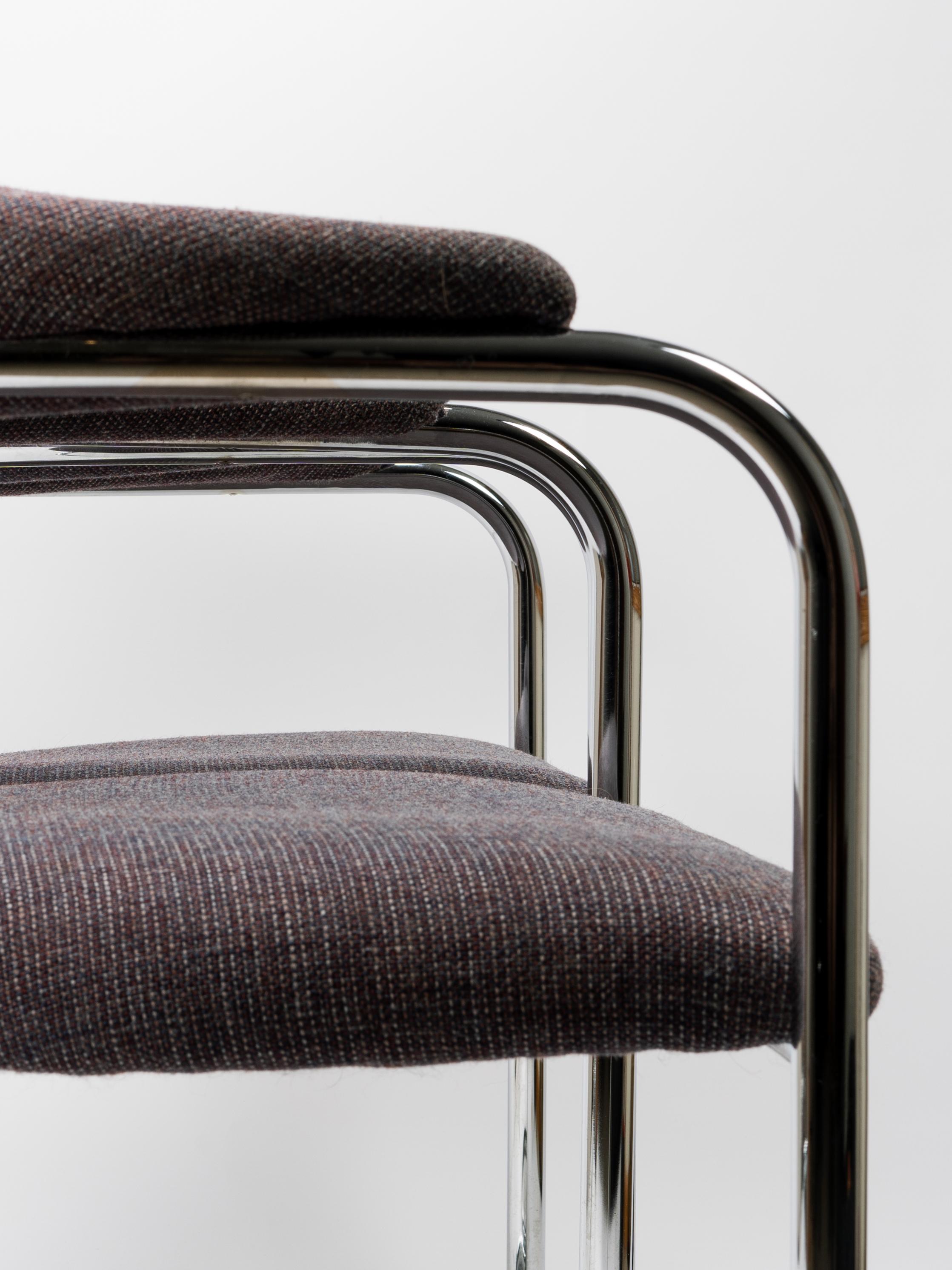 Set Of Chrome SS33 Cantilevered Chairs By Anton Lorenz For Thonet 3