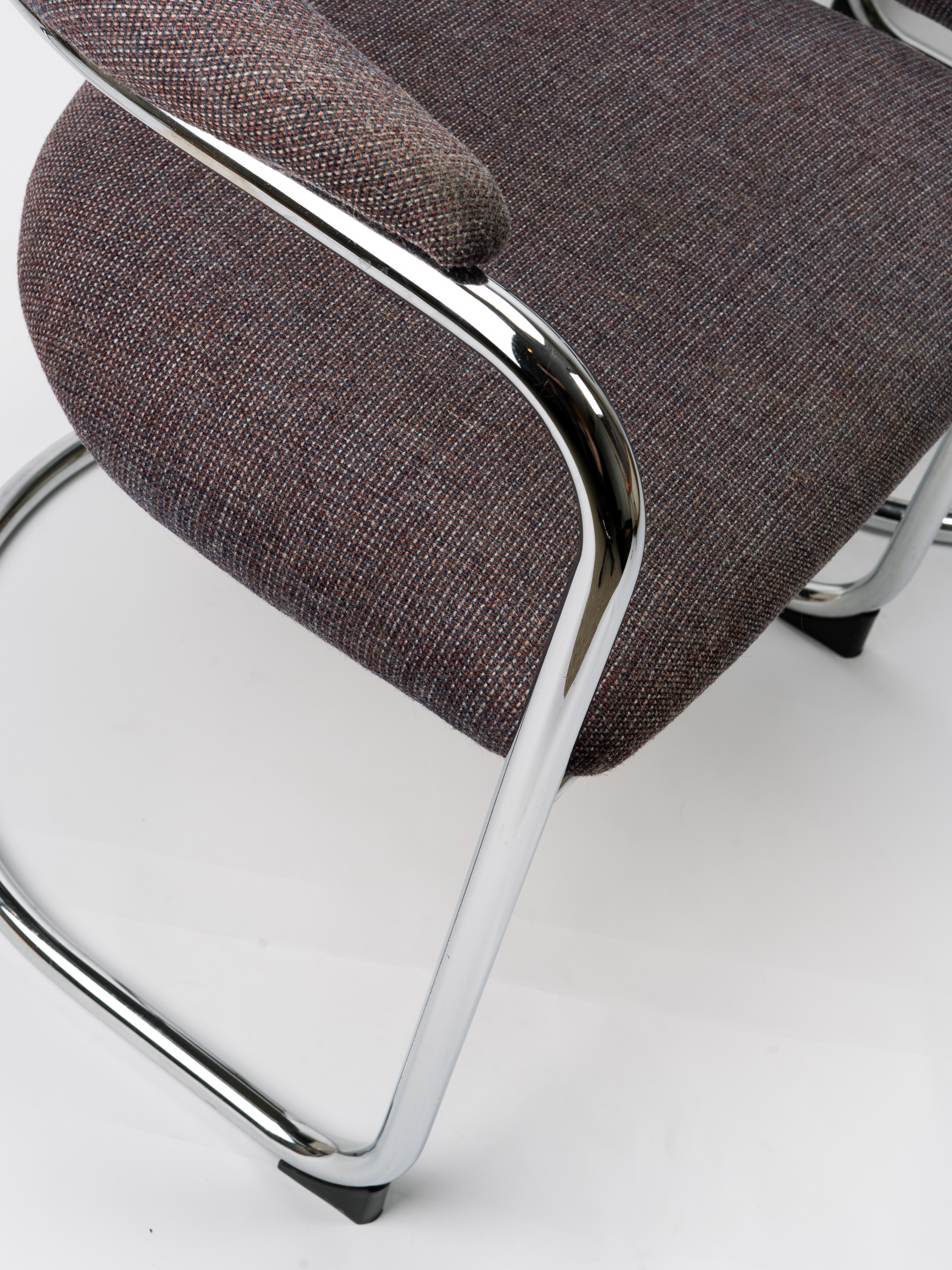 Set Of Chrome SS33 Cantilevered Chairs By Anton Lorenz For Thonet 5