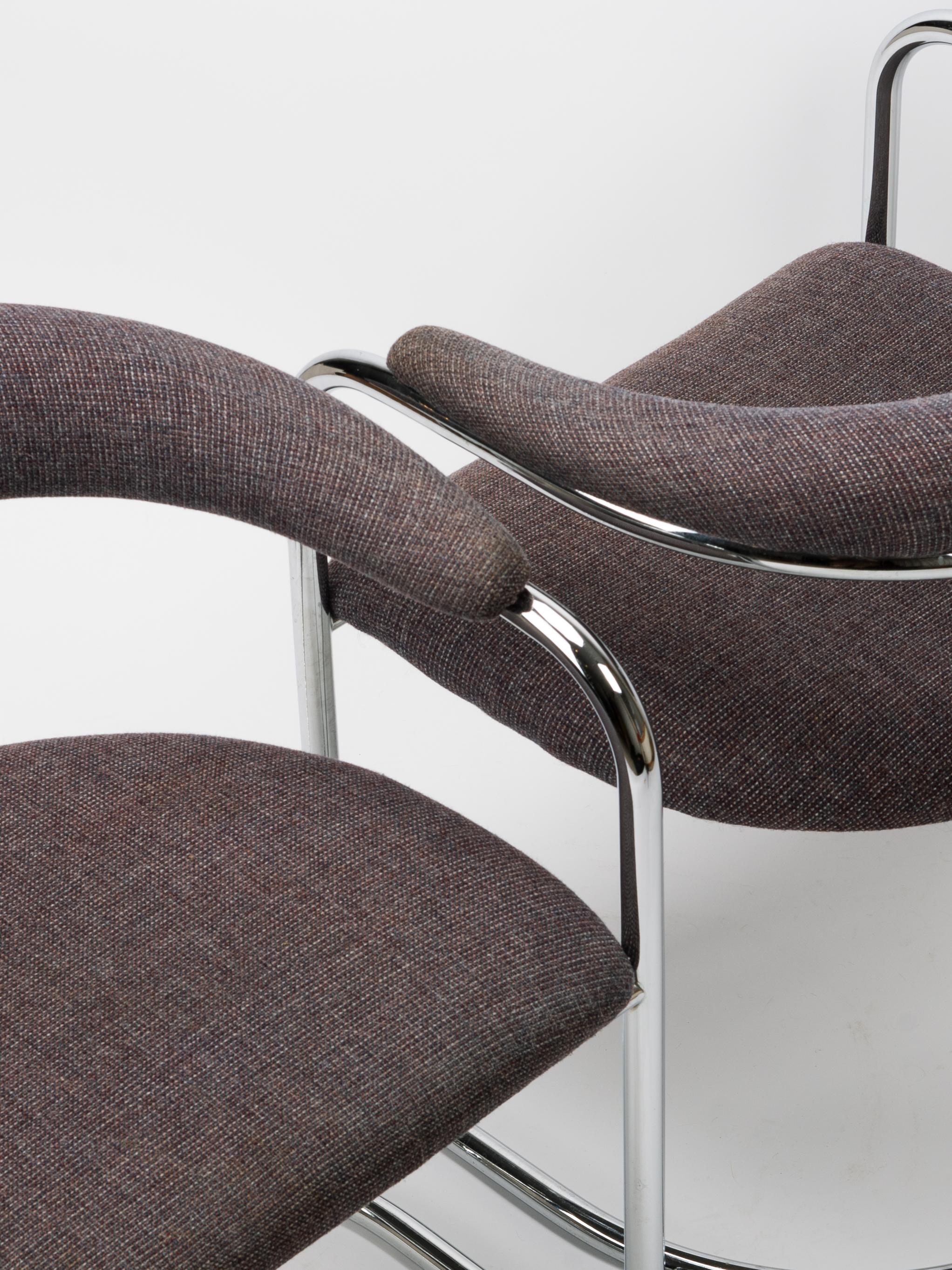 Set Of Chrome SS33 Cantilevered Chairs By Anton Lorenz For Thonet 6