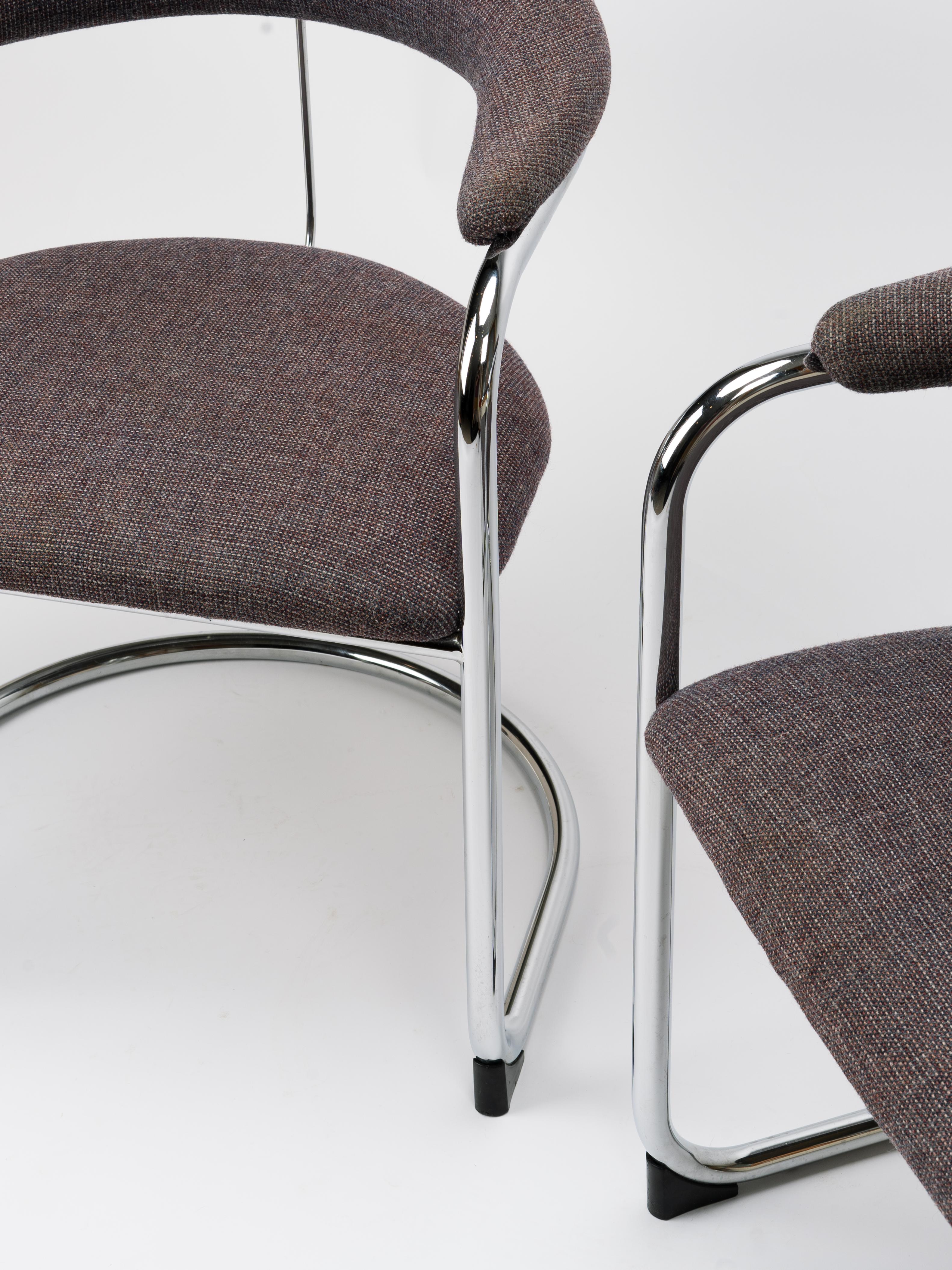 Late 20th Century Set Of Chrome SS33 Cantilevered Chairs By Anton Lorenz For Thonet