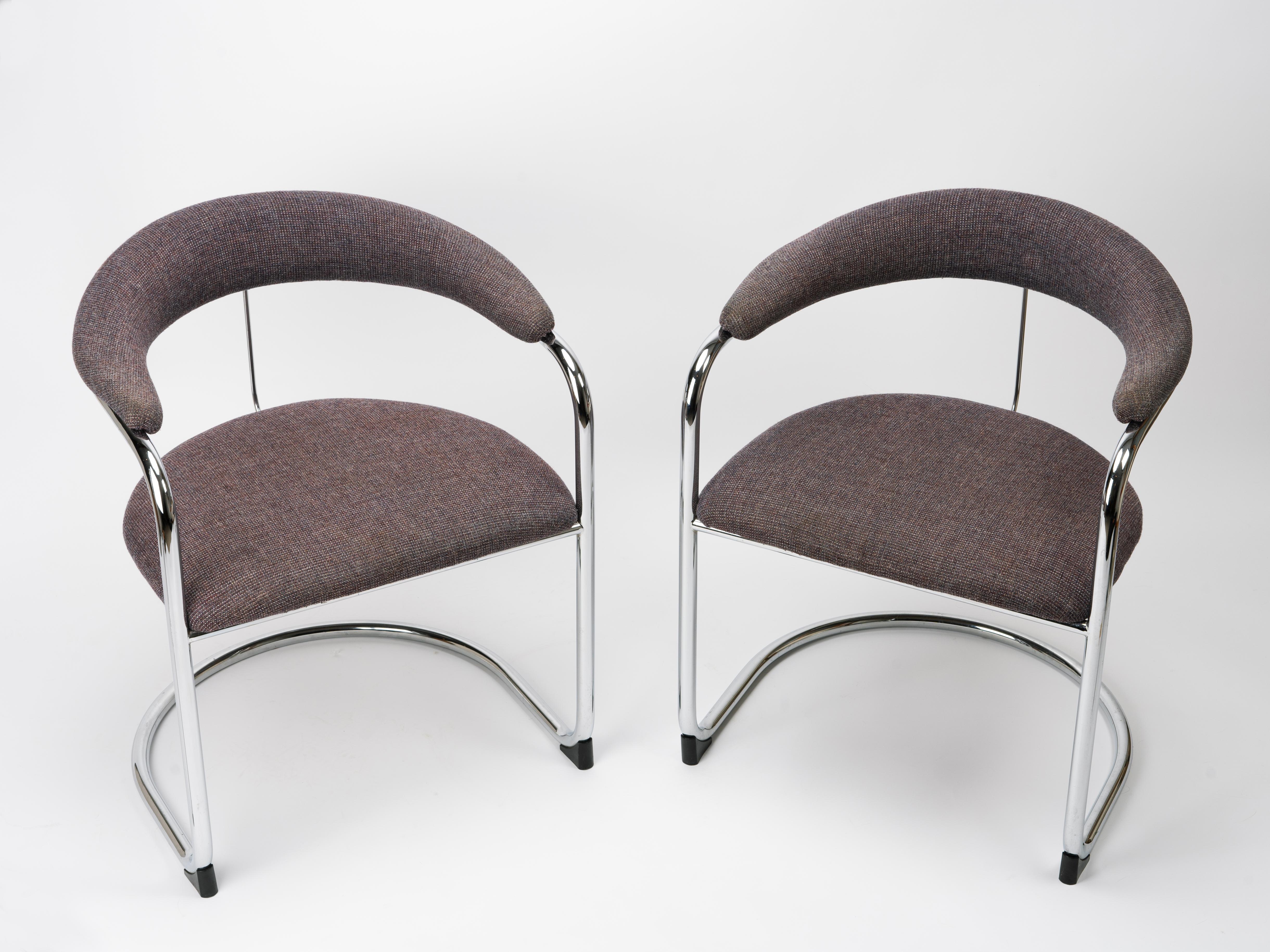 Wool Set Of Chrome SS33 Cantilevered Chairs By Anton Lorenz For Thonet