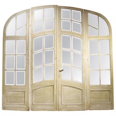 Set of circa 1900 Art Nouveau French Oak and Beveled Glass Doors
