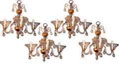 Set of Clear Murano Glass Sconces