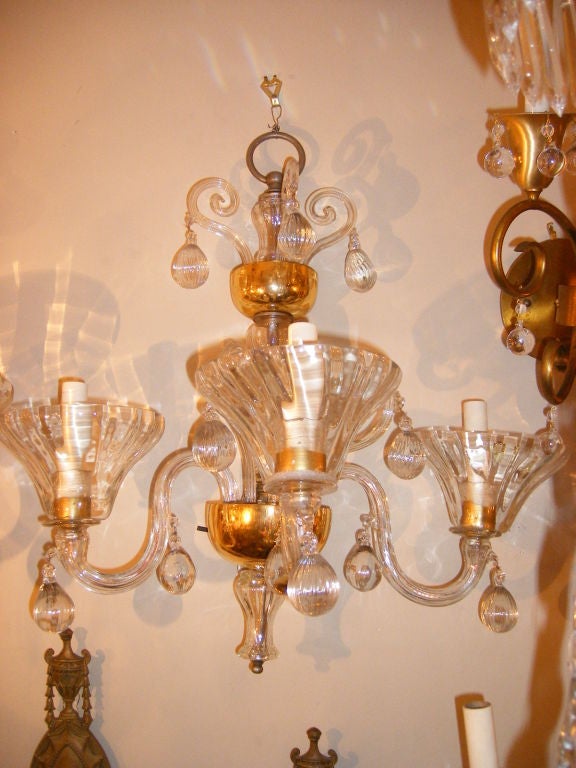 Italian Set of Clear Murano Glass Sconces For Sale