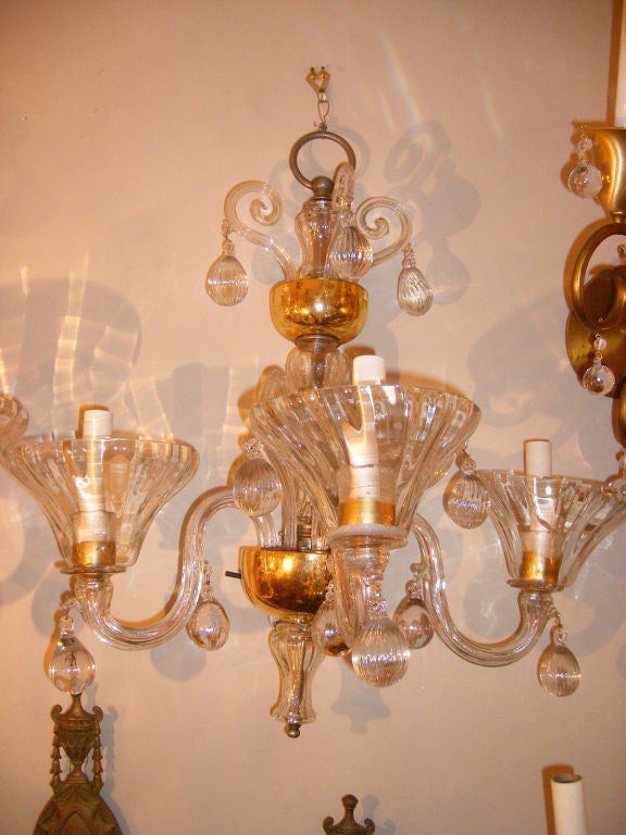 Set of Clear Murano Glass Sconces In Good Condition For Sale In New York, NY