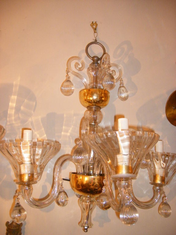 Early 20th Century Set of Clear Murano Glass Sconces For Sale