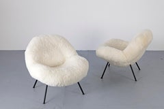 Set of Club Chairs by Fritz Neth from the 1960s Upholstered with Sheep Skin