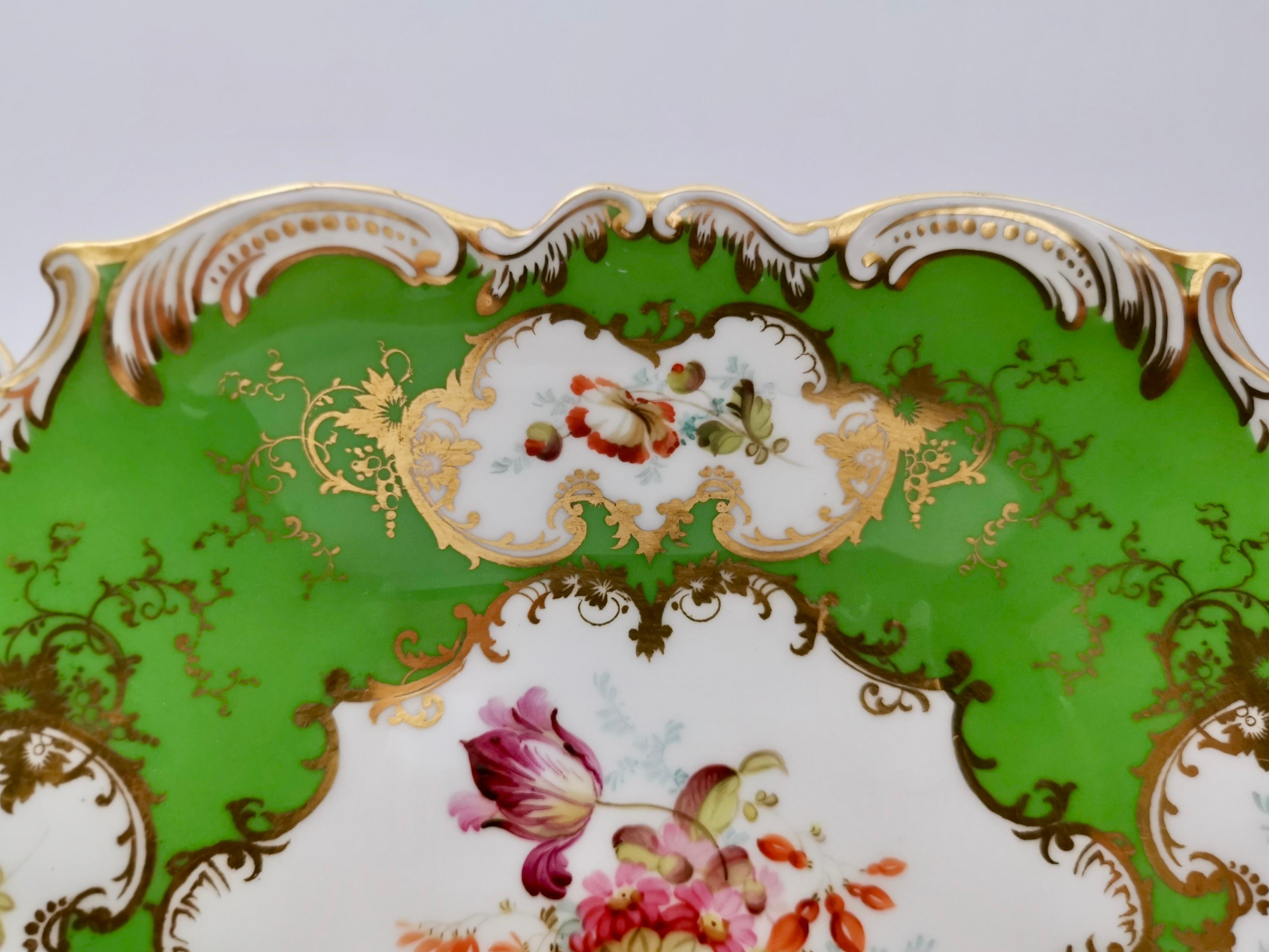 Set of Coalport Plates, Apple Green with Flowers by F. Howard, 1900-1920 1
