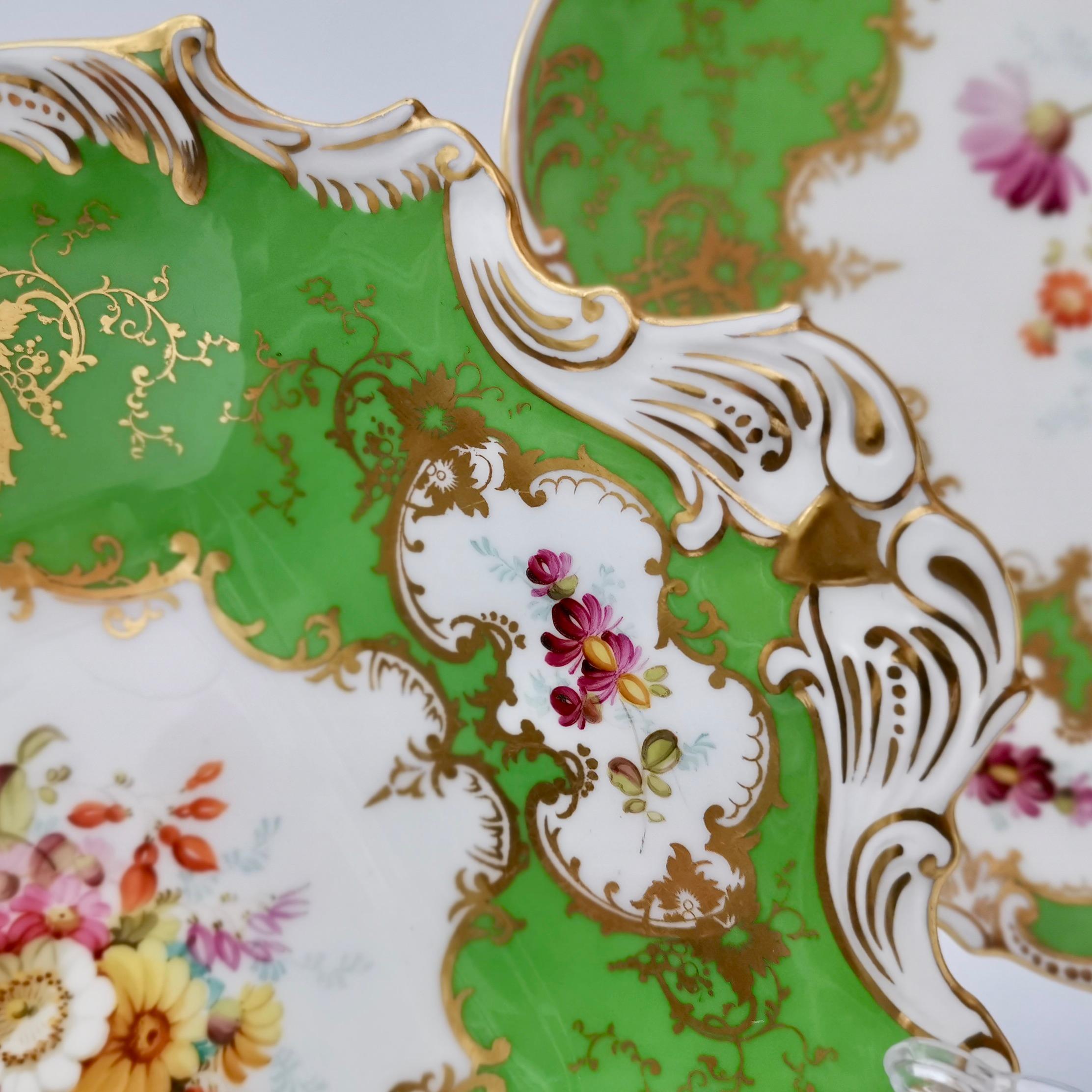 Set of Coalport Plates, Apple Green with Flowers by F. Howard, 1900-1920 3
