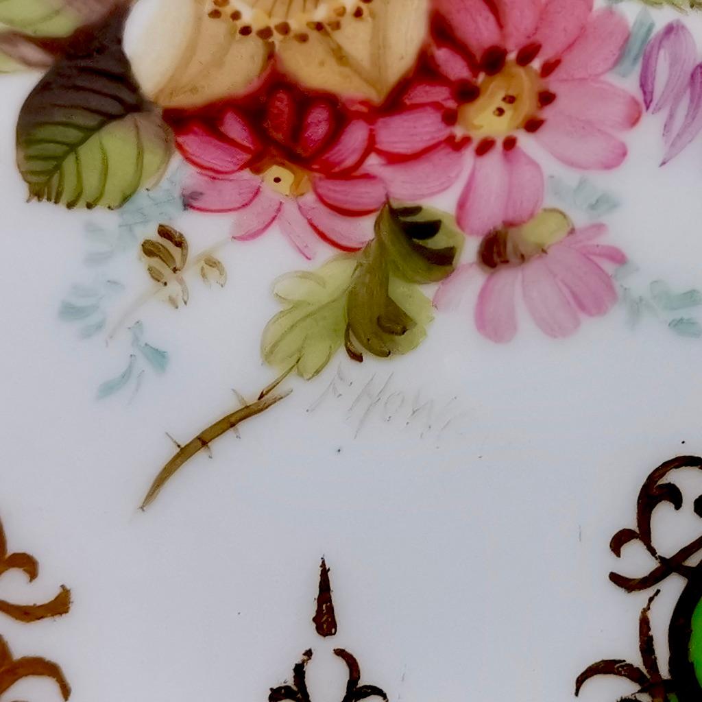 Set of Coalport Plates, Apple Green with Flowers by F. Howard, 1900-1920 4