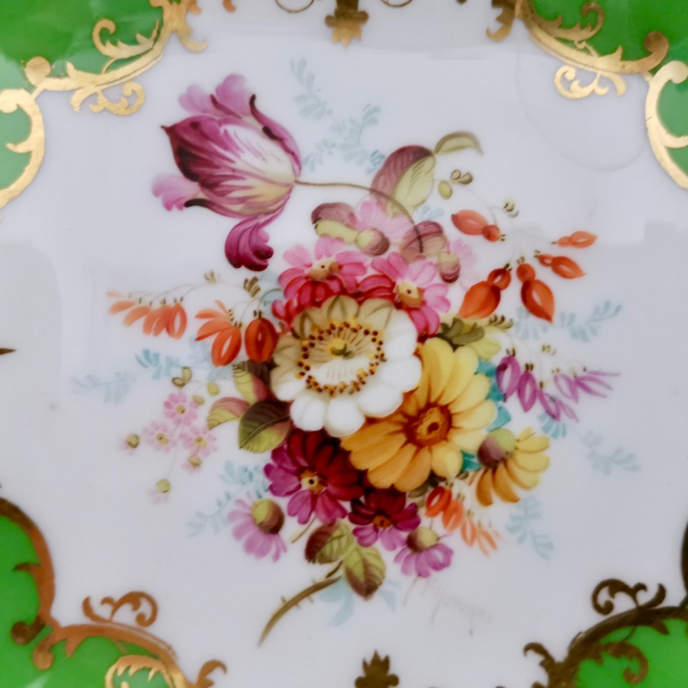 20th Century Set of Coalport Plates, Apple Green with Flowers by F. Howard, 1900-1920