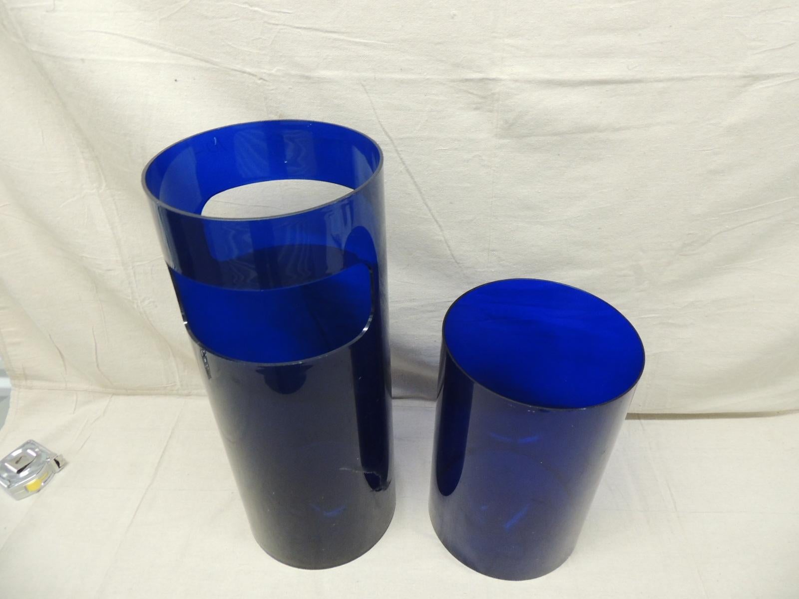Italian Set of Cobalt Blue Kartell Acrylic Umbrella Stand and Wastebasket