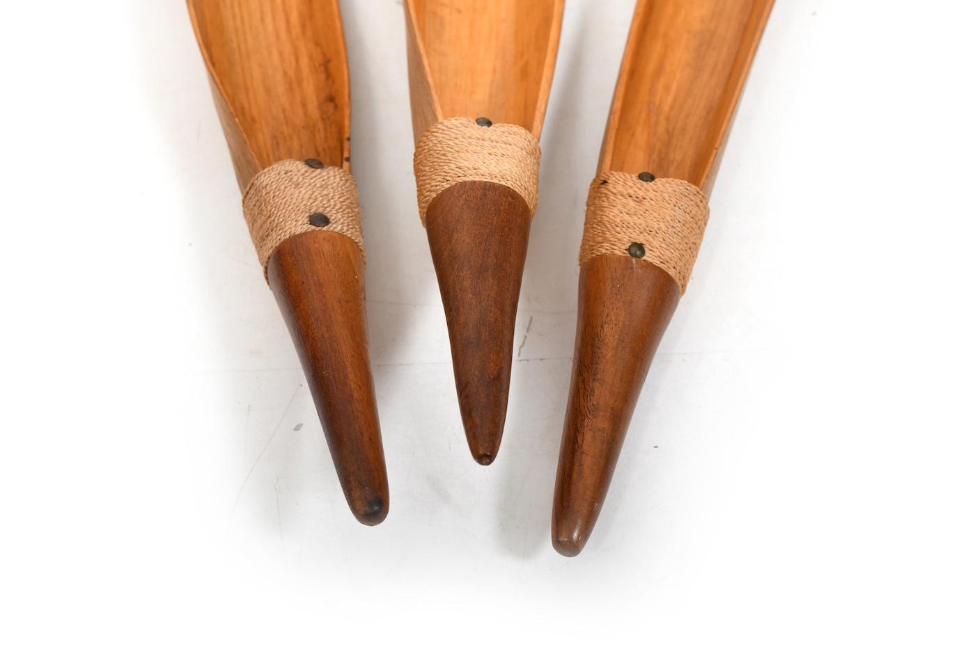Danish Set of Coconut Leaves with Teak Handles by Illums Bolighus 1950s