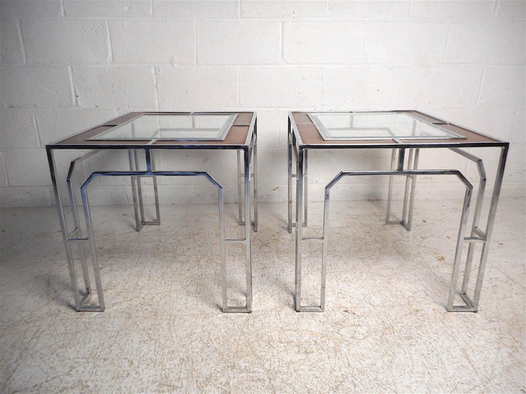 Chrome Set of Coffee and End Tables in the Style of Milo Baughman For Sale