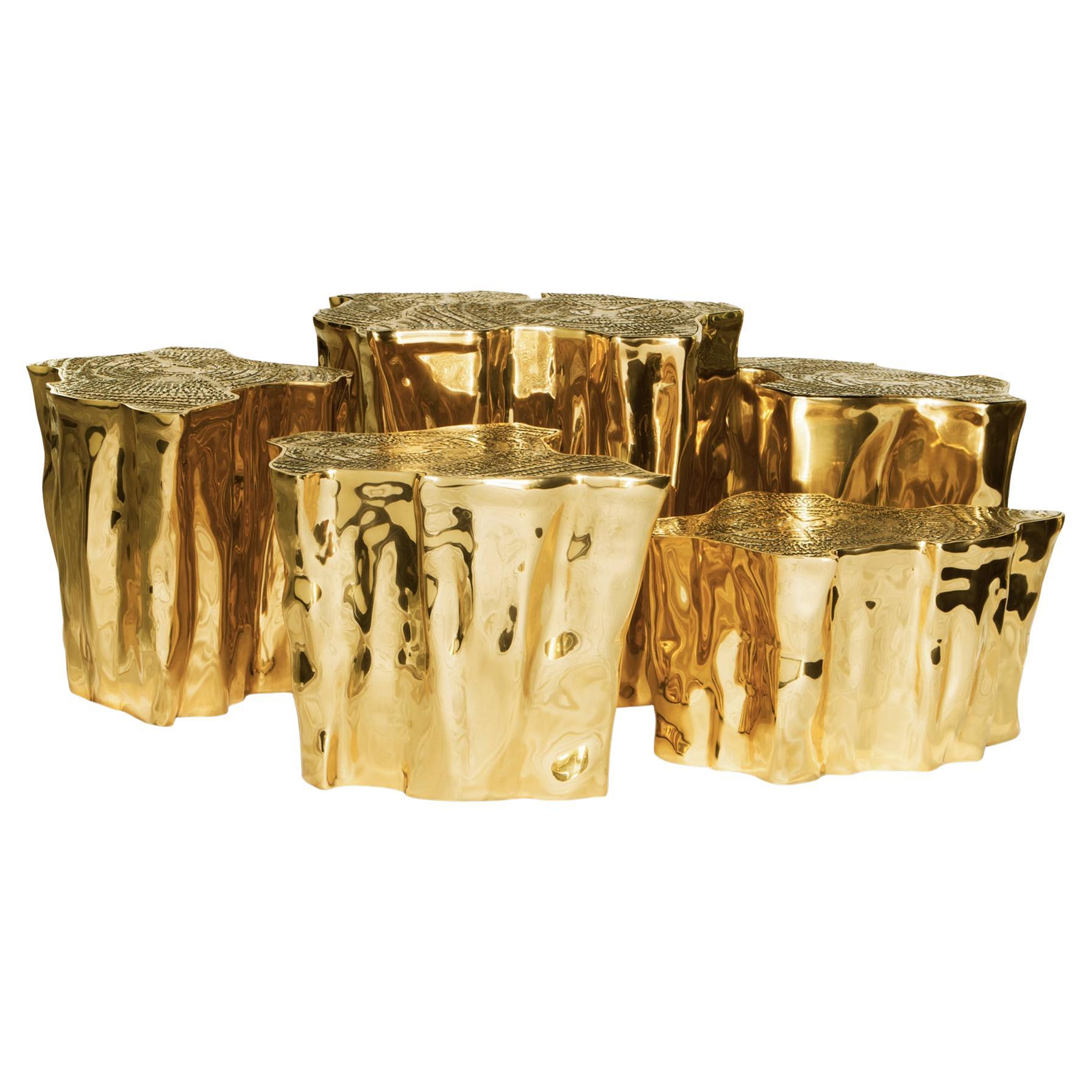 Set of Coffee Tables "Islands" in Brass For Sale