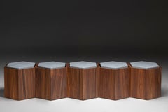 Set of Contemporary Modular Side or center Table (or stool) in Wood and Stone.