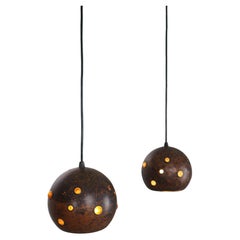 Set of Copper & Bubble Glass Pendant Lamp by Nanny Still , 1960s