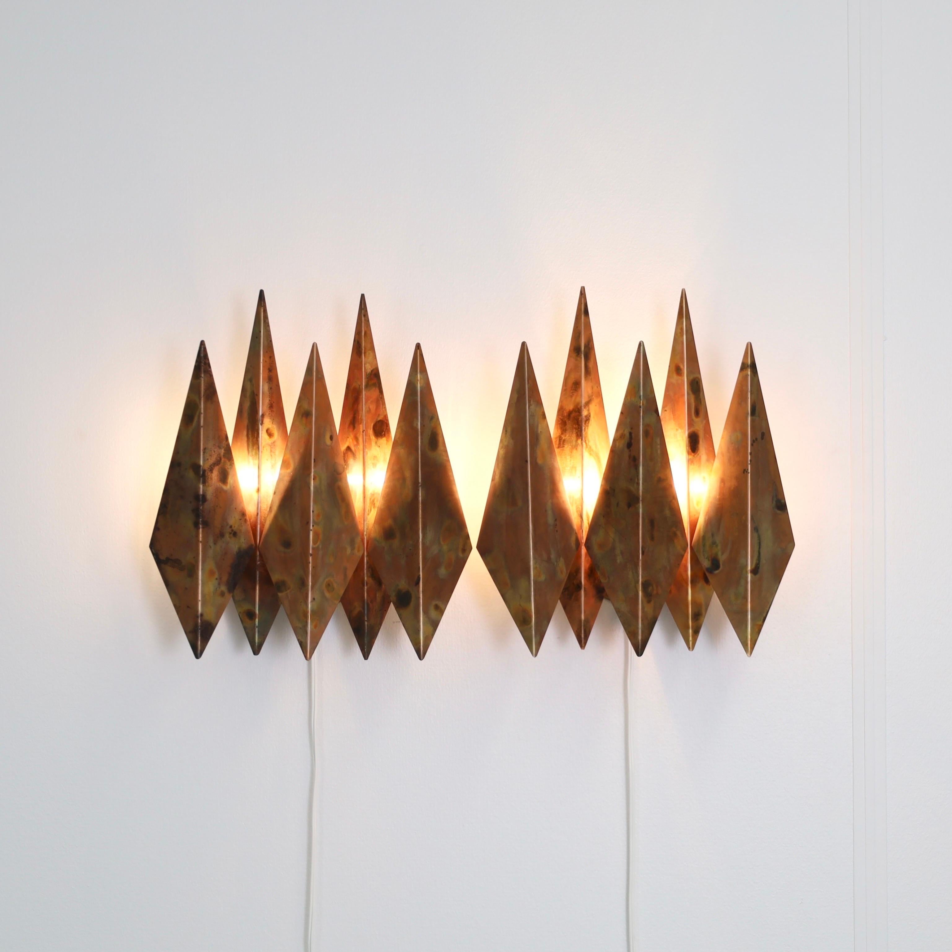 Set di lampade da parete in rame di Svend Aage Holm Sorensen, anni '60, Danimarca In condizioni buone in vendita a Værløse, DK