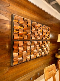 Set of Copper Wall Lights Panels, 1970s