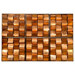 Set of Copper Wall Lights Panels, 1970s