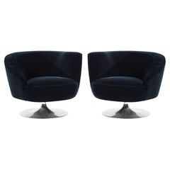 Set of Corkscrew Swivel Lounge Chairs by Vladimir Kagan in Mohair. C. 1970s