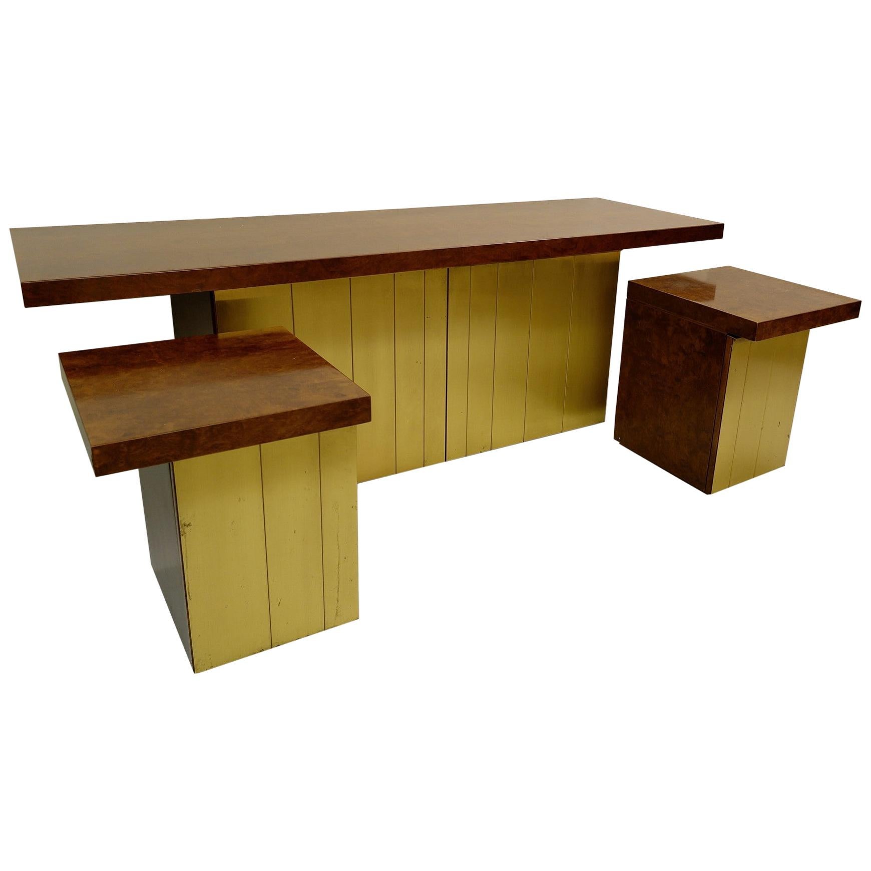 Set of Credenza and Nightstands by Luciano Frigerio For Sale