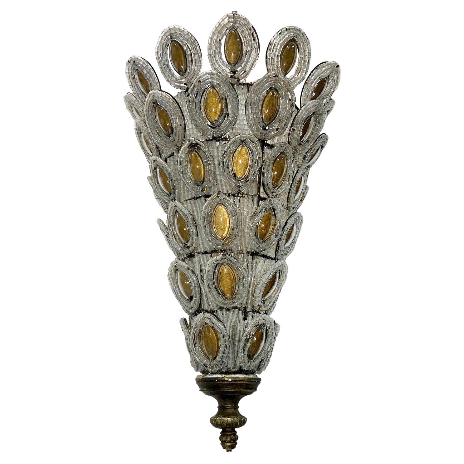 Set of Crystal Beaded Light Fixtures, Sold Individually