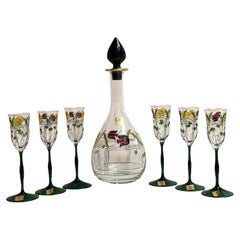 Set of Crystal Decanter and Glasses Theresienthal Bavaria “Meisterglässer” 