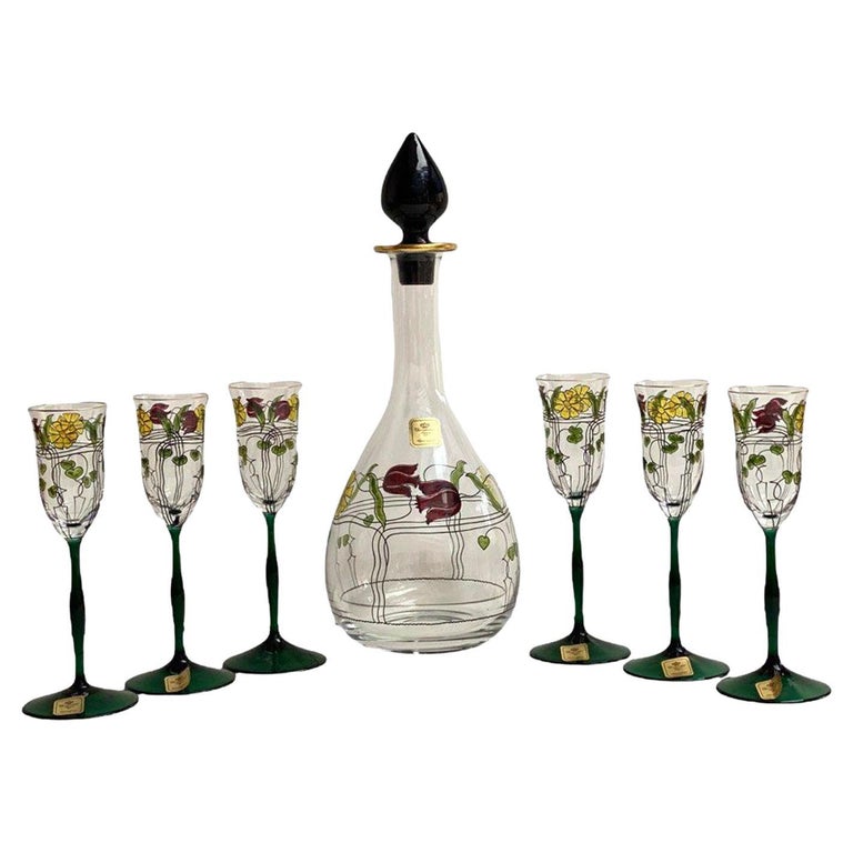 Set of Crystal Decanter and Glasses Theresienthal Bavaria “Meisterglässer” For Sale at 1stDibs