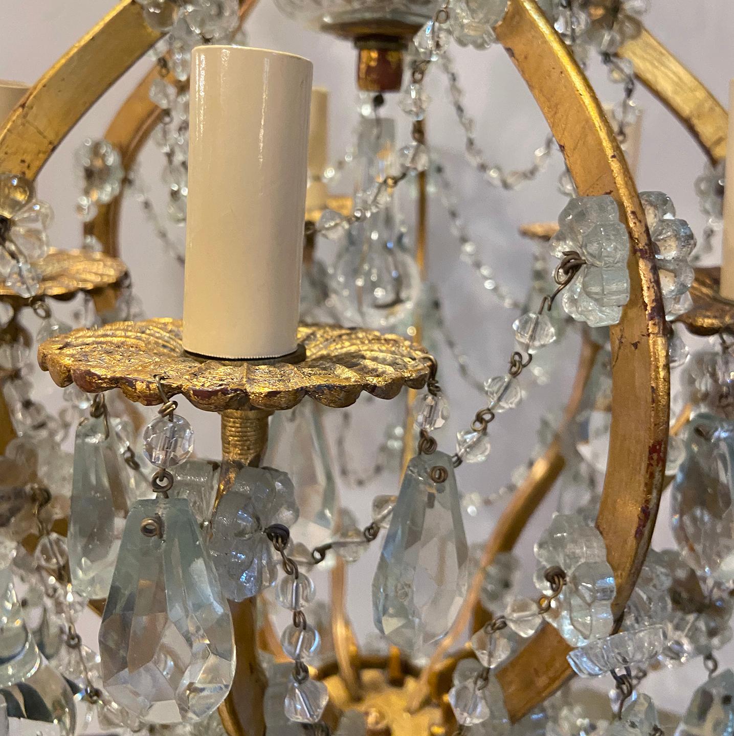 Set of Crystal & Gilt Metal Chandeliers, Sold Individually For Sale 1